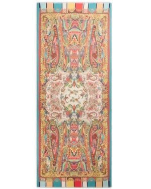 Etro Cashmere, Silk And Wool Scarf With Paisley Foliage Motif - White