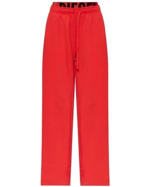 DIESEL Leslie-D-Pop Logo-Waistband Drawstring Track Trousers - Red