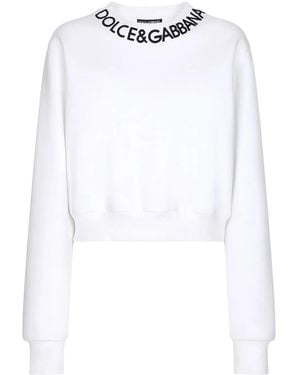 Dolce & Gabbana Felpa corta con logo - Bianco