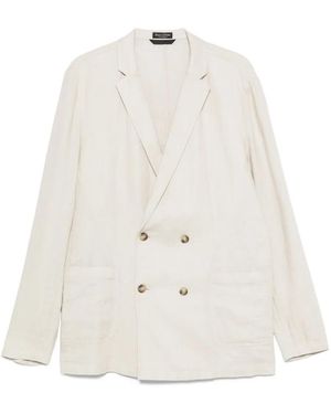 Marc O' Polo Double-Breasted Linen Blazer - White