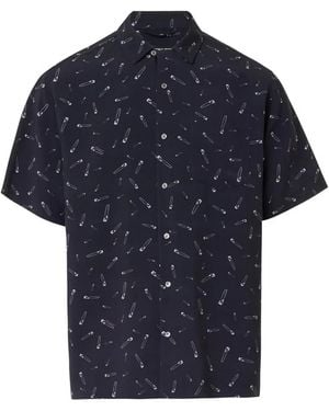 Iceberg Button-Down Short-Sleeve Printed Shirt - Blue