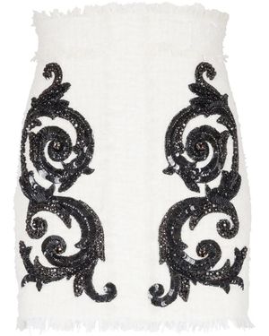 Balmain Baroque Tweed Skirt - Black