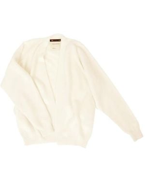 Frenckenberger Cardigan Mit Geripptem Saum - Weiß
