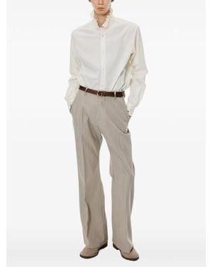MASU Ruffled Zip-Up Shirt - White