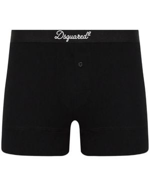 DSquared² Logo-Print Ribbed Boxers - Black
