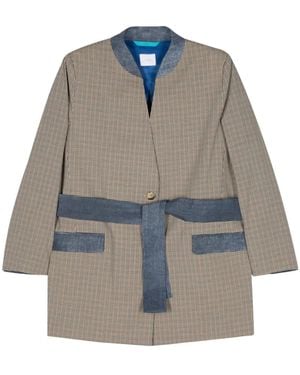 ..,merci Blazer Noué À Carreaux - Bleu
