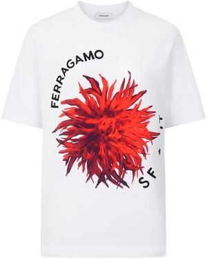 Ferragamo Graphic-Print Crew-Neck T-Shirt - White