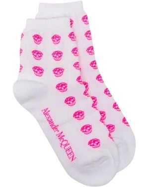 McQueen Chaussettes En Maille Intarsia - Rose