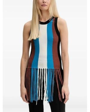 Silvian Heach Stripe Fringe Tank Top - Blue