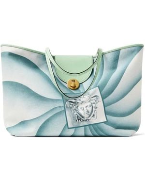 Versace Vivian Grote Canvas Shopper Met Print - Blauw