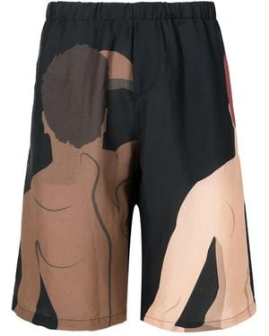 Amir Slama Graphic-Print Deck Shorts - Black