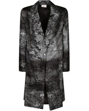 Pierre Louis Mascia Jp682Dox Floral-Print Jacquard Coat - Black