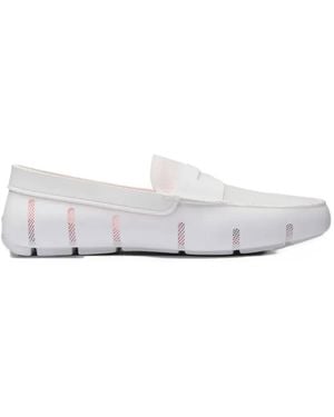 Swims Penny Mesh-Panelled Loafers - White