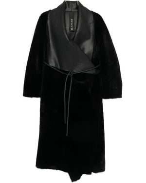 Blancha Leather-Panelled Shearling Coat - Black