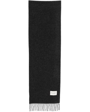 Marc O' Polo Ribbed-Knit Fringed Scarf - Black