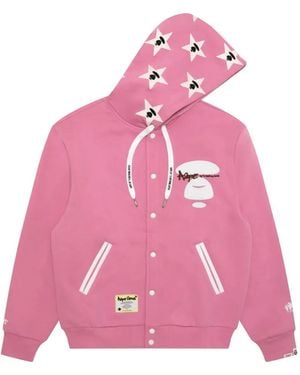Aape By A Bathing Ape Logo-Embroidered Hoodie - Pink