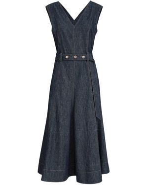 Brunello Cucinelli Denim-Effect Sleeveless Midi Dress - Blue