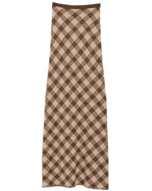 AYA MUSE Kae Checkered Maxi Skirt - Natural