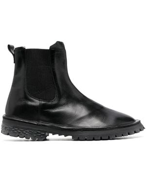 Moma Elasticated-Side-Panels Leather Chelsea Boots - Black