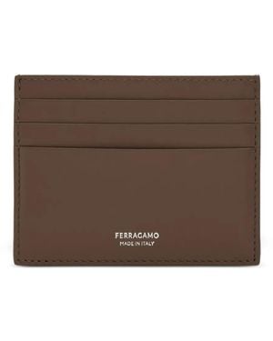 Ferragamo Leather Card Holder - Brown