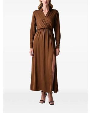 Fracomina Wrap-Style Slit-Detail Maxi Dress - Brown