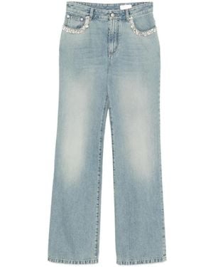 McQueen Crystal-Embellished Jeans - Blue