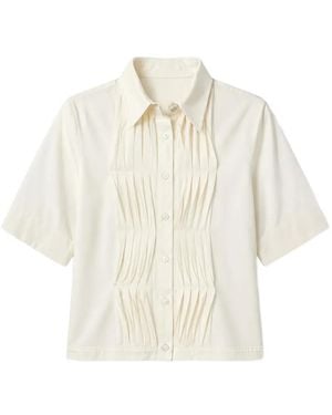 Seventy Pleated Short-Sleeve Blouse - White