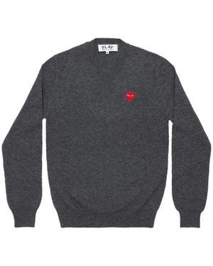 COMME DES GARÇONS PLAY Rhinestone-Embellished V-Neck Sweater - Blue