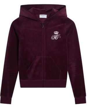 Juicy Couture Logo-Embroidered Zip-Fastening Hoodie - Purple