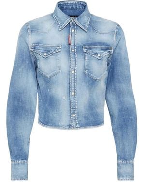 DSquared² Camicia Denim Crop - Blu