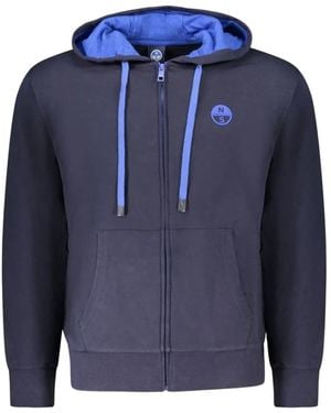 North Sails Logo-Patch Zip-Up Hoodie - Blue