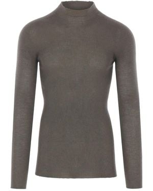 Rick Owens Ribbed High-Neck Jumper - Grey