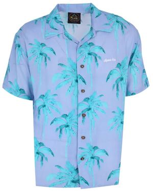 Mauna Kea Palm-Print Shirt - Blue