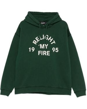 DSquared² Graphic-Print Cotton Hoodie - Green
