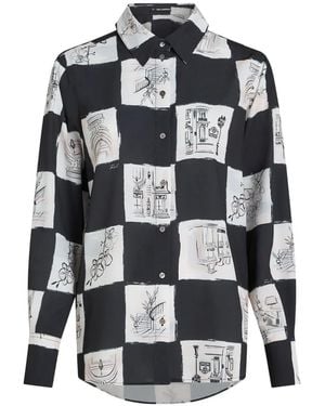 KARL LAGERFELD Checkerboard Sketch-Print Shirt - White