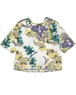 Psophia Sun-Kissed Marigold Meadow Floral Drawstring Top - Blue