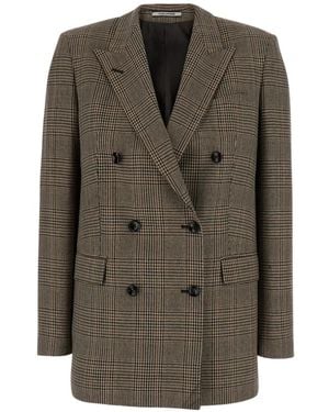 Tagliatore Jasmine Double-Breasted Check-Pattern Jacket - Grey