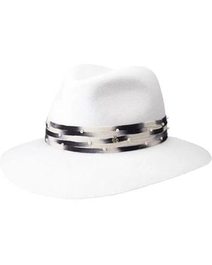 Maison Michel Pearl-Embellished Hat - White