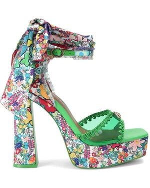 Kurt Geiger Vinyl Tie Platform Sandals - Green