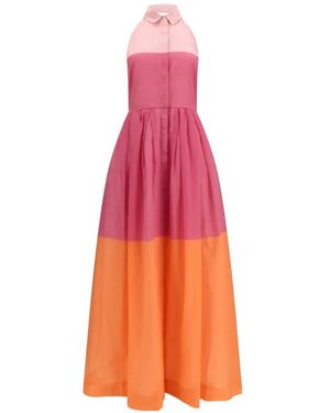 Sara Roka Mariaedna Colour-Block Pleated Maxi Dress - Pink