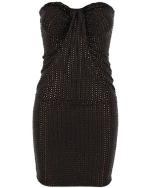 VENUJA Crystal-Embellished Ruched Mini Dress - Black