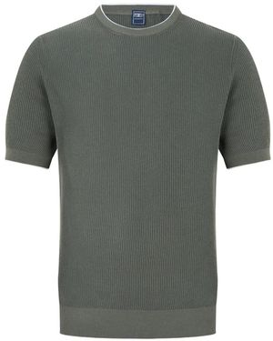 Fedeli Ribbed-Knit T-Shirt - Grey