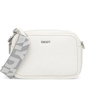 DKNY Bandolera Con Placa Del Logo - Blanco