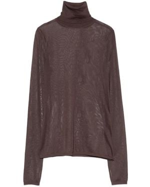 Zimmermann Jersey De Punto Fino Con Cuello Alto - Marrón