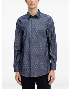 ARMANI EXCHANGE Logo-Embroidered Shirt - Blue