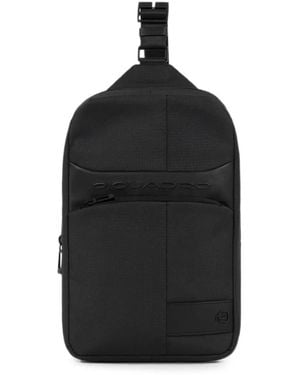 Piquadro Logo-Embossed Zip-Fastening Backpack - Black