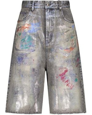 we11done Logo-Patch Shorts - Blue