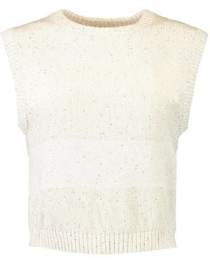 Brunello Cucinelli Striped Cotton Top - White