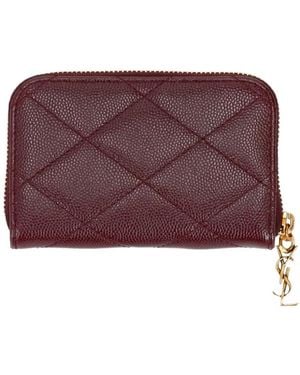 Saint Laurent Cassandre Bijou Quilted Wallet - Purple