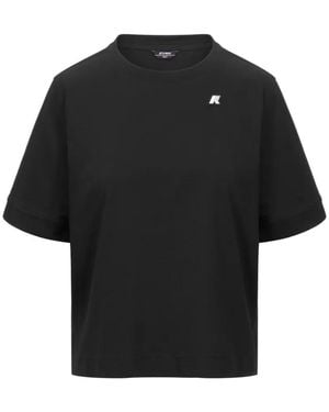K-Way Selune Logo-Patch Boxy-Fit T-Shirt - Black